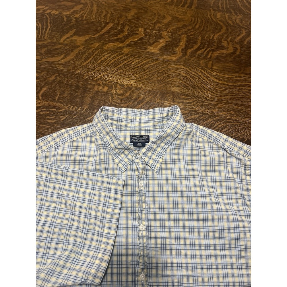 VTG Polo Jeans Co Ralph Lauren Shirt Mens 3XLT Plaid Yellow Short Sleeve